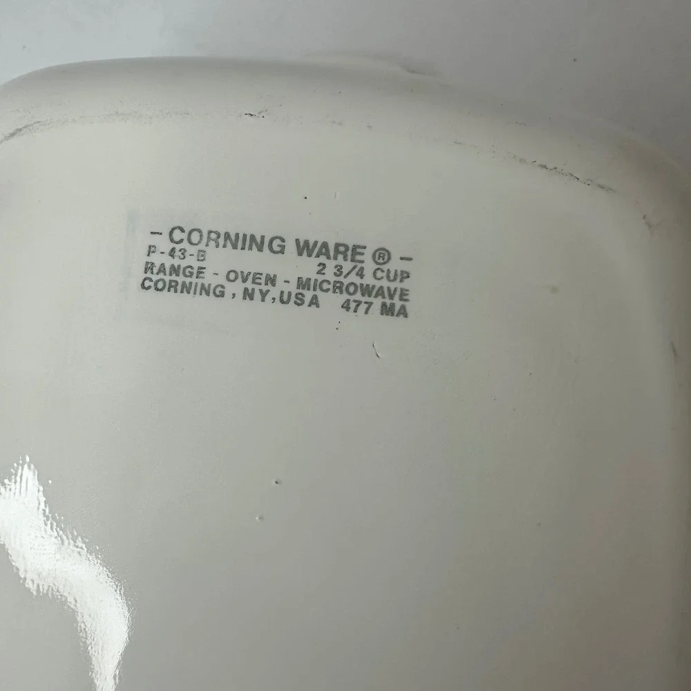 Vintage Corning Ware Spice O Life P-43-B 2 3/4 Cup Casserole Dish White Square